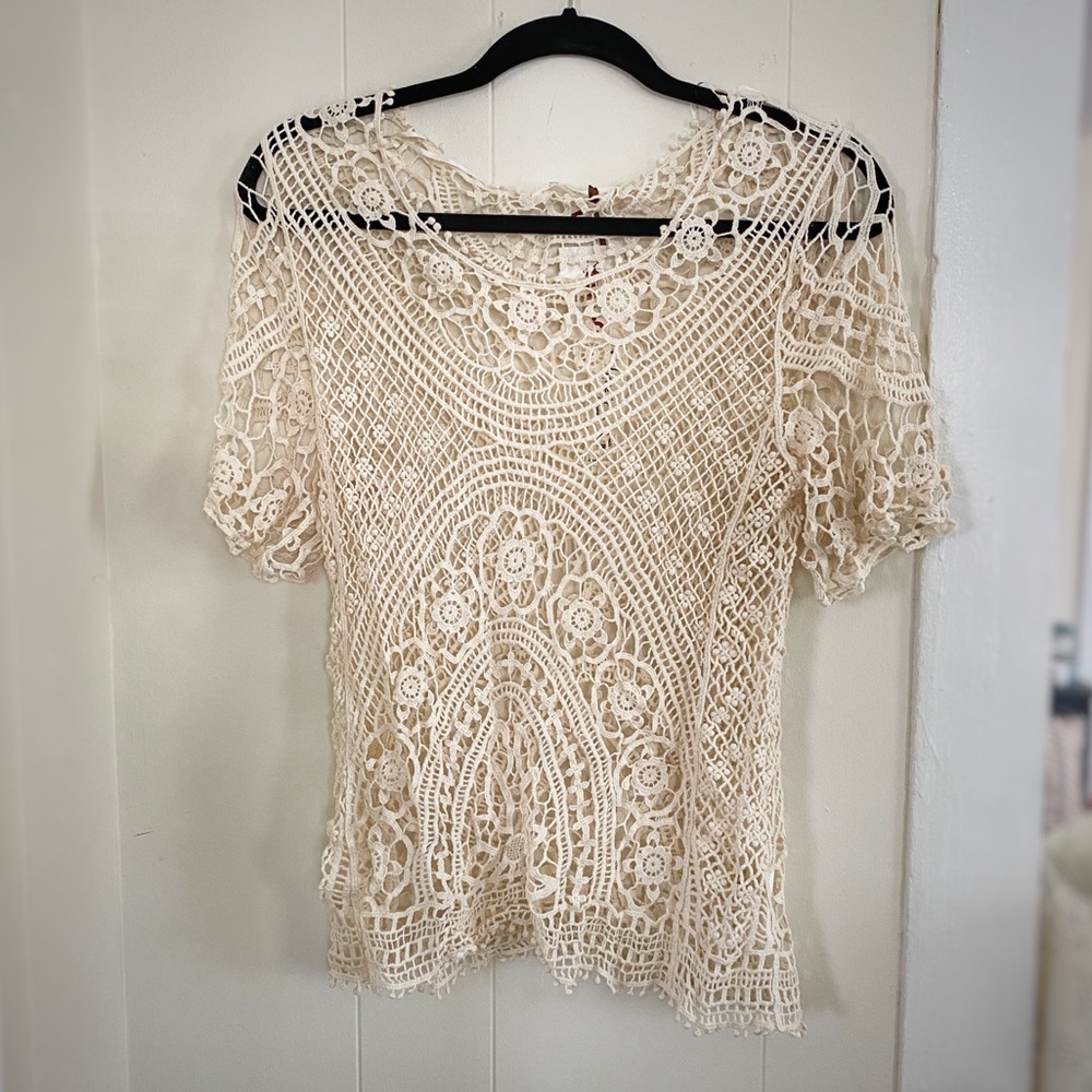 NWT Solitaire by Ravi Khalsa Crochet Top - size m